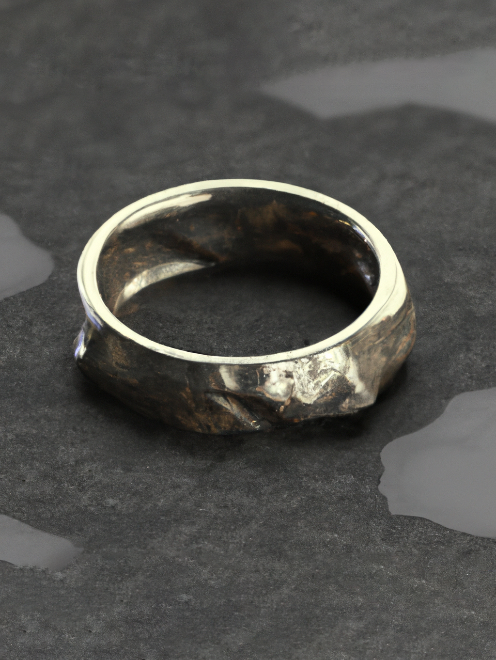 Silberner Ring mit rauer Oberfläche
