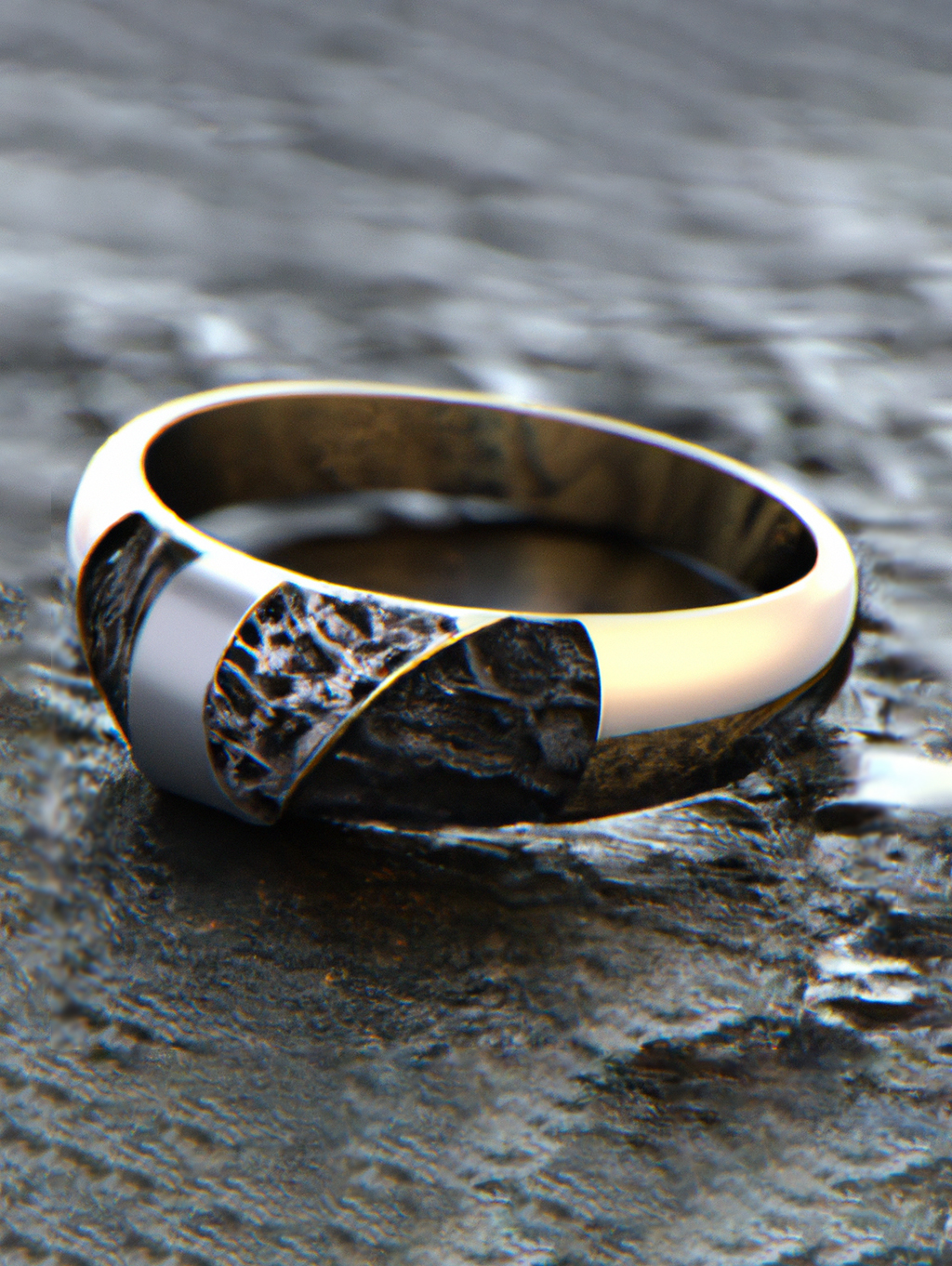 Silberner Ring mit rauer Oberfläche